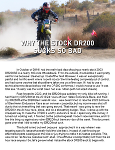 DR200 Shoestring Budget Endurance Racing Setup In-Depth Walkthrough